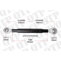 Heavy Duty Top Link Cat 3 2 Ball Ball 485mm