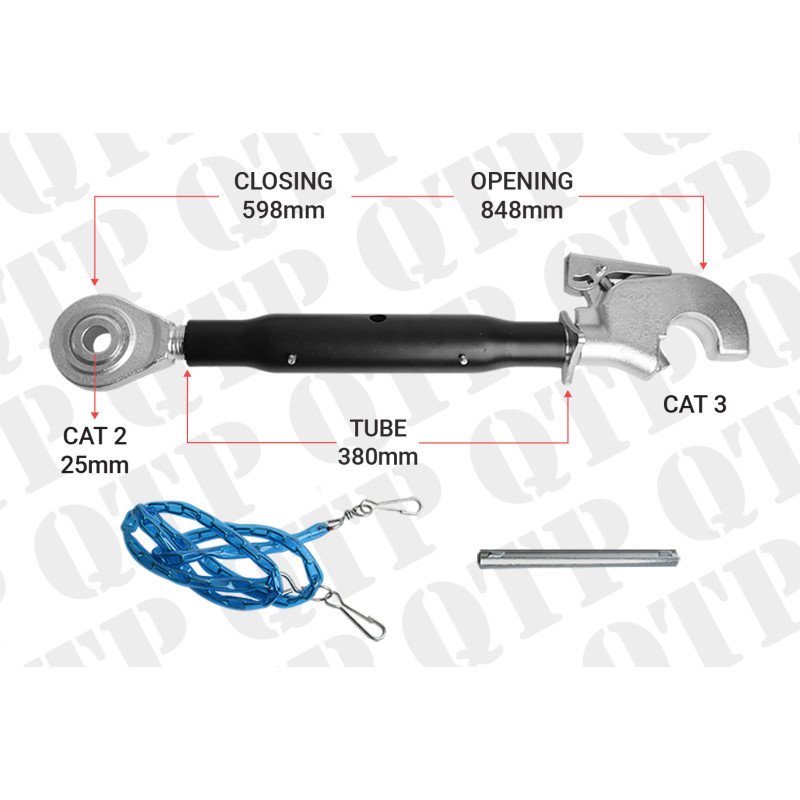 Heavy Duty Top Link Cat 2 3 Ball Hook 380mm