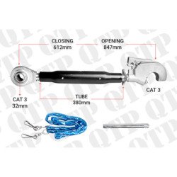 Heavy Duty Top Link Cat 3 3 Ball Hook 380mm