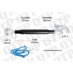 Heavy Duty Top Link Cat 3 3 Ball Hook 520mm